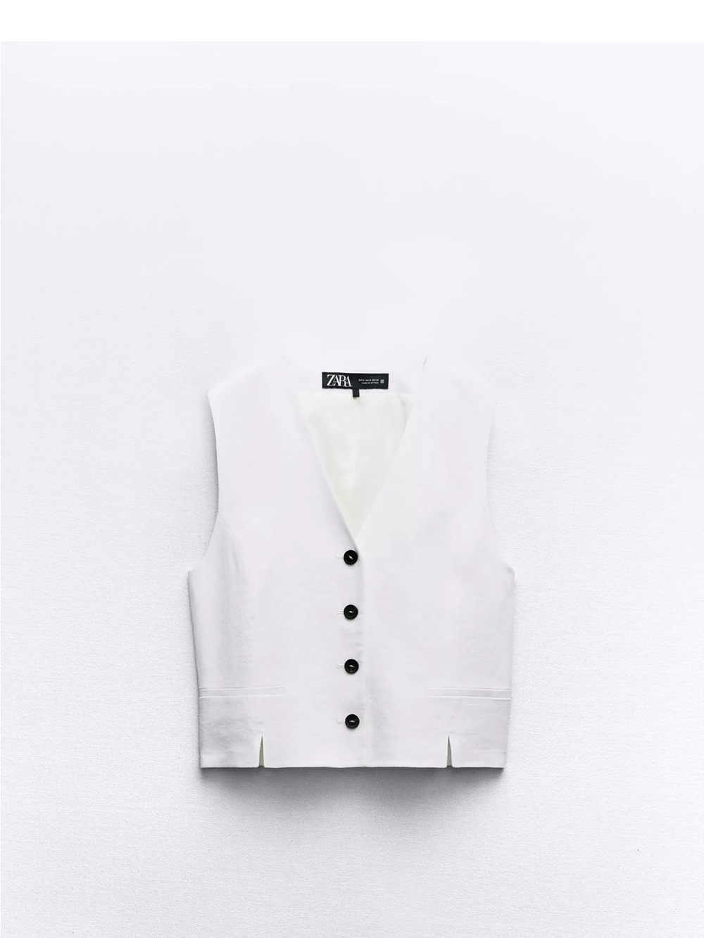Zara White Buttoned V-Neck Vest